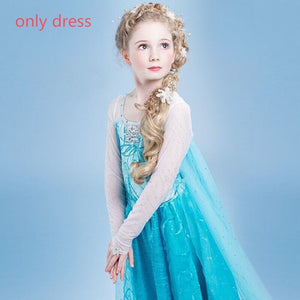 Fancy 4-10y Baby Girl Princess Elsa Dress for Girls Clothing Wear Cosplay Elza Costume Halloween Christmas Party With Crown - Baby Homez