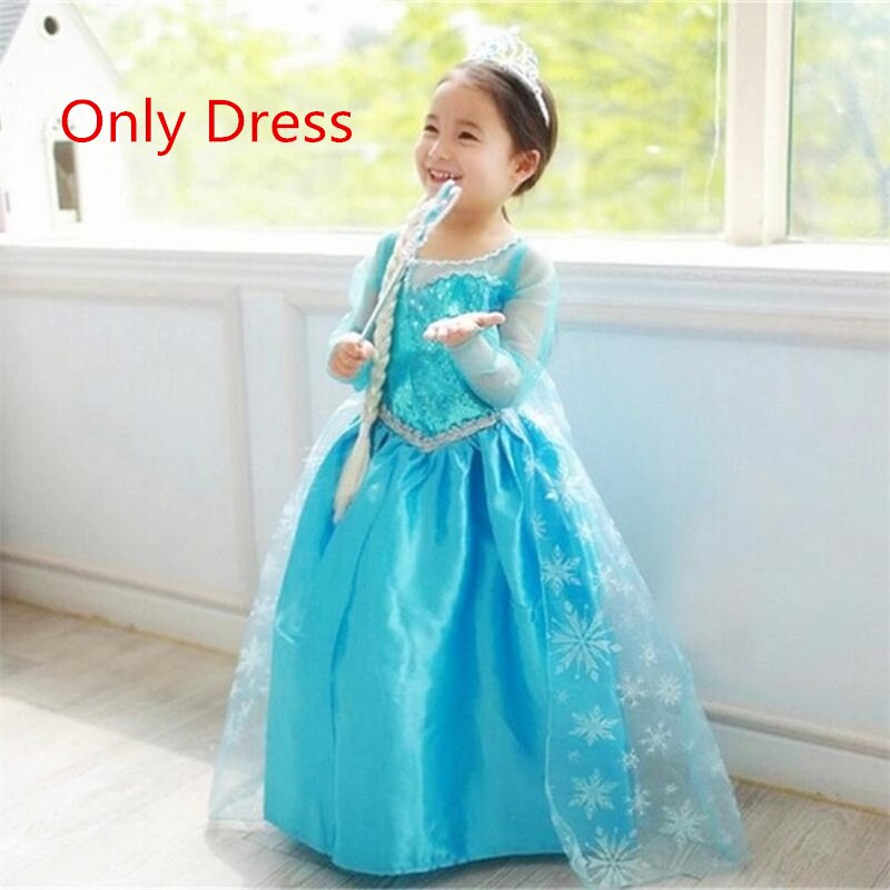 Fancy 4-10y Baby Girl Princess Elsa Dress for Girls Clothing Wear Cosplay Elza Costume Halloween Christmas Party With Crown - Baby Homez