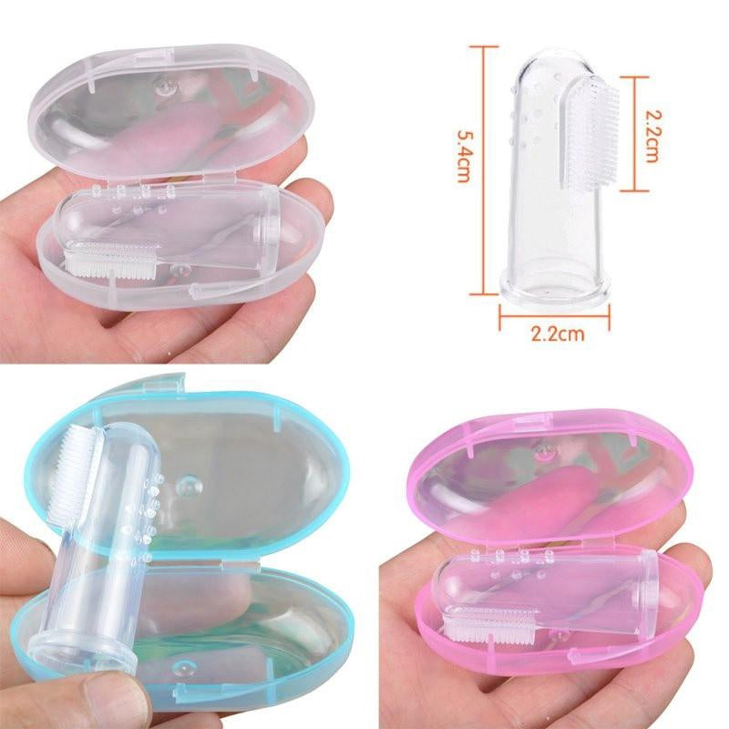 1 Set Soft Baby Finger Toothbrush and Box Silicone Baby Brush Teeth Cleaning Care Hygiene Brush Infant Tooth Brush for Newborn - Baby Homez