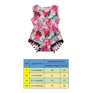 Infant Newborn Baby Girls Romper Summer Baby Clothes Flower Watermelon Print Tassel Jumpsuit Playsuit Sunsuit Baby Girl Costumes - Baby Homez