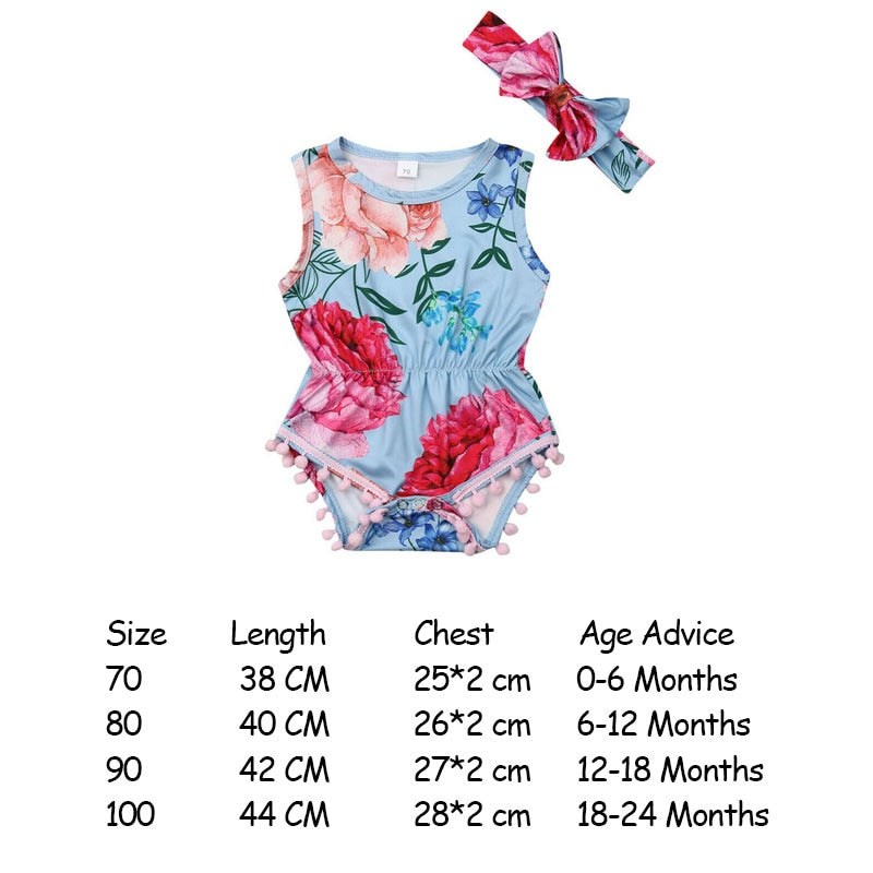 Infant Newborn Baby Girls Romper Summer Baby Clothes Flower Watermelon Print Tassel Jumpsuit Playsuit Sunsuit Baby Girl Costumes - Baby Homez