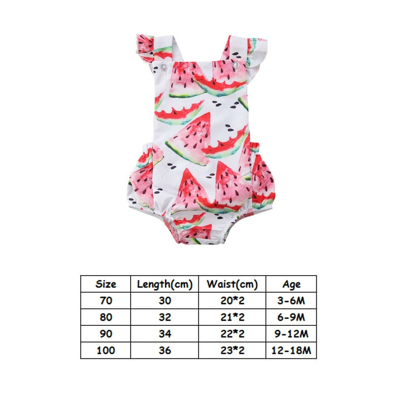 Infant Newborn Baby Girls Romper Summer Baby Clothes Flower Watermelon Print Tassel Jumpsuit Playsuit Sunsuit Baby Girl Costumes - Baby Homez