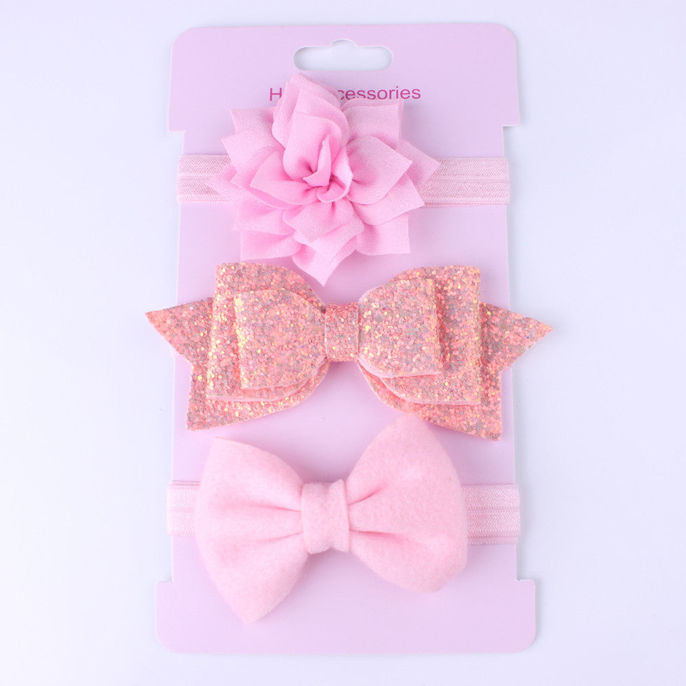 New 3pcs Baby Girls Headband Set Bow Knot Head Bandage Kids Toddlers Headwear Flower Hair Band Infant Clothing Accessories - Baby Homez