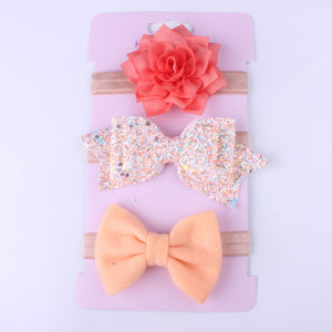 New 3pcs Baby Girls Headband Set Bow Knot Head Bandage Kids Toddlers Headwear Flower Hair Band Infant Clothing Accessories - Baby Homez