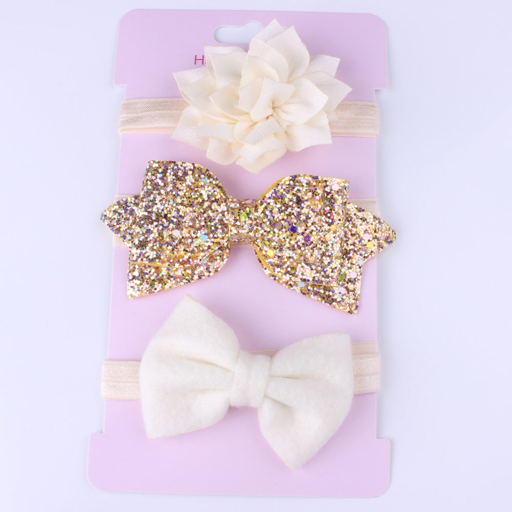New 3pcs Baby Girls Headband Set Bow Knot Head Bandage Kids Toddlers Headwear Flower Hair Band Infant Clothing Accessories - Baby Homez