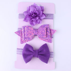 New 3pcs Baby Girls Headband Set Bow Knot Head Bandage Kids Toddlers Headwear Flower Hair Band Infant Clothing Accessories - Baby Homez