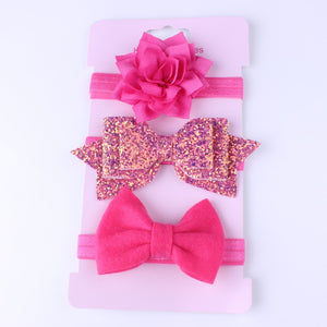 New 3pcs Baby Girls Headband Set Bow Knot Head Bandage Kids Toddlers Headwear Flower Hair Band Infant Clothing Accessories - Baby Homez