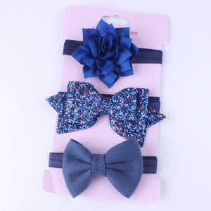 New 3pcs Baby Girls Headband Set Bow Knot Head Bandage Kids Toddlers Headwear Flower Hair Band Infant Clothing Accessories - Baby Homez