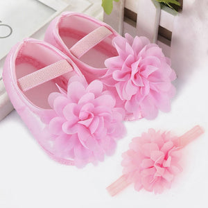 Baby Shoes Headband Set Cute Flower Unicorn Toddler Shoes For Girls Soft Sole Anti Slip Baby Girl Shoes First Walkers - Baby Homez