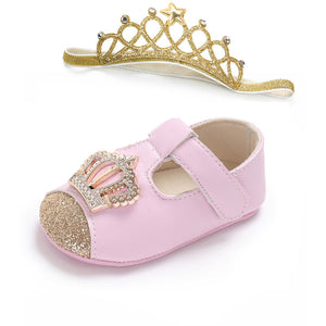 Baby Shoes Headband Set Cute Flower Unicorn Toddler Shoes For Girls Soft Sole Anti Slip Baby Girl Shoes First Walkers - Baby Homez