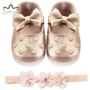 Baby Shoes Headband Set Cute Flower Unicorn Toddler Shoes For Girls Soft Sole Anti Slip Baby Girl Shoes First Walkers - Baby Homez