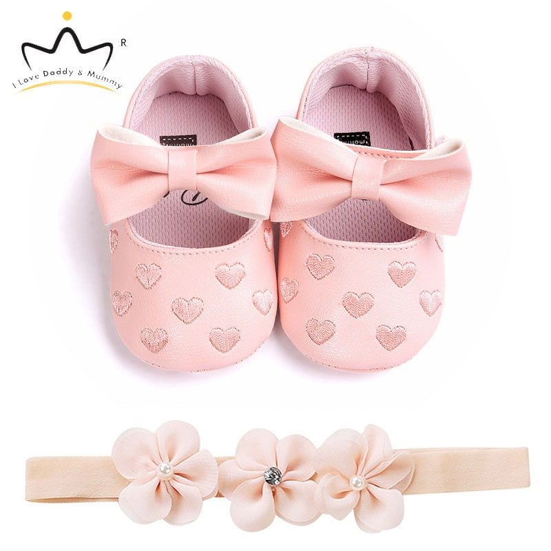 Baby Shoes Headband Set Cute Flower Unicorn Toddler Shoes For Girls Soft Sole Anti Slip Baby Girl Shoes First Walkers - Baby Homez