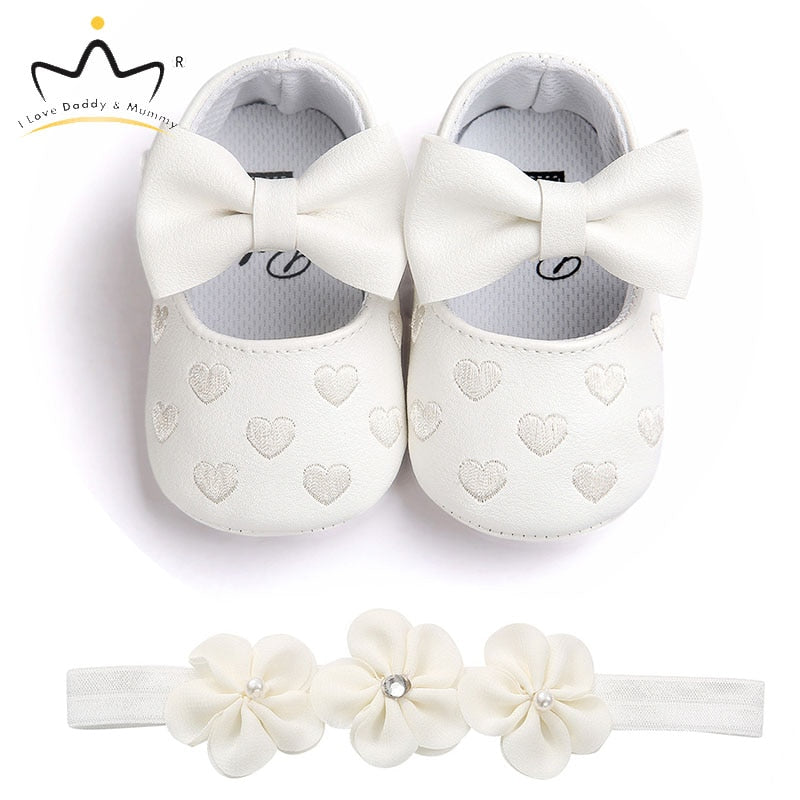 Baby Shoes Headband Set Cute Flower Unicorn Toddler Shoes For Girls Soft Sole Anti Slip Baby Girl Shoes First Walkers - Baby Homez