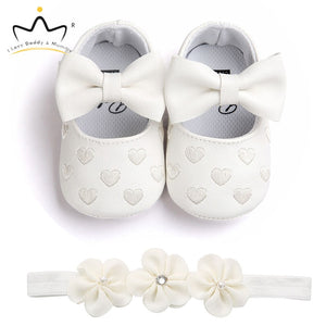 Baby Shoes Headband Set Cute Flower Unicorn Toddler Shoes For Girls Soft Sole Anti Slip Baby Girl Shoes First Walkers - Baby Homez