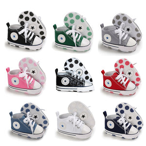 Newborn First Walkers Crib Shoe White Soft Anti-Slip Sole Unisex Toddler Casual Canvas Baby Infant Boy Girl Shoes - Baby Homez