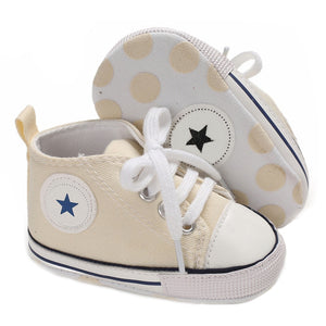 Newborn First Walkers Crib Shoe White Soft Anti-Slip Sole Unisex Toddler Casual Canvas Baby Infant Boy Girl Shoes - Baby Homez
