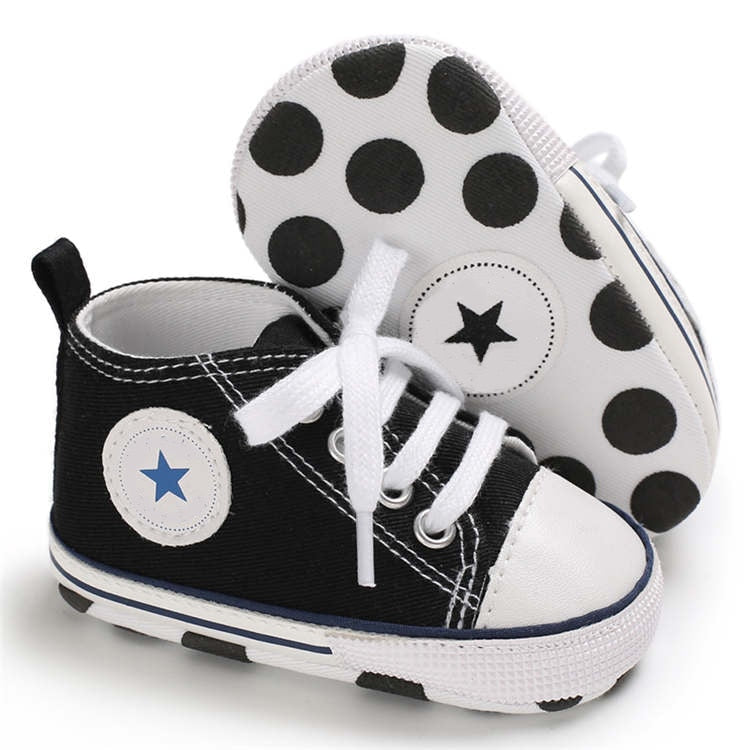 Newborn First Walkers Crib Shoe White Soft Anti-Slip Sole Unisex Toddler Casual Canvas Baby Infant Boy Girl Shoes - Baby Homez