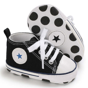 Newborn First Walkers Crib Shoe White Soft Anti-Slip Sole Unisex Toddler Casual Canvas Baby Infant Boy Girl Shoes - Baby Homez