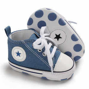 Newborn First Walkers Crib Shoe White Soft Anti-Slip Sole Unisex Toddler Casual Canvas Baby Infant Boy Girl Shoes - Baby Homez