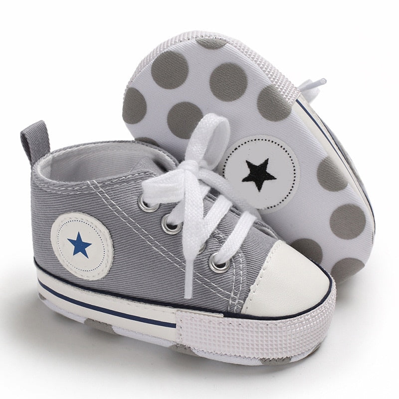 Newborn First Walkers Crib Shoe White Soft Anti-Slip Sole Unisex Toddler Casual Canvas Baby Infant Boy Girl Shoes - Baby Homez