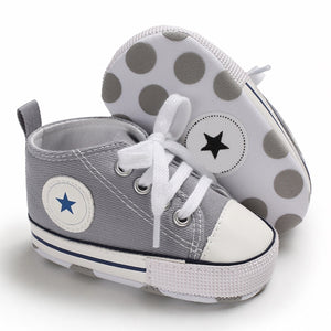 Newborn First Walkers Crib Shoe White Soft Anti-Slip Sole Unisex Toddler Casual Canvas Baby Infant Boy Girl Shoes - Baby Homez