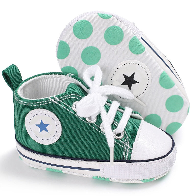 Newborn First Walkers Crib Shoe White Soft Anti-Slip Sole Unisex Toddler Casual Canvas Baby Infant Boy Girl Shoes - Baby Homez