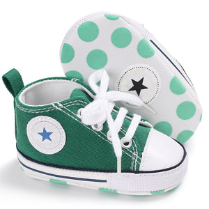 Newborn First Walkers Crib Shoe White Soft Anti-Slip Sole Unisex Toddler Casual Canvas Baby Infant Boy Girl Shoes - Baby Homez