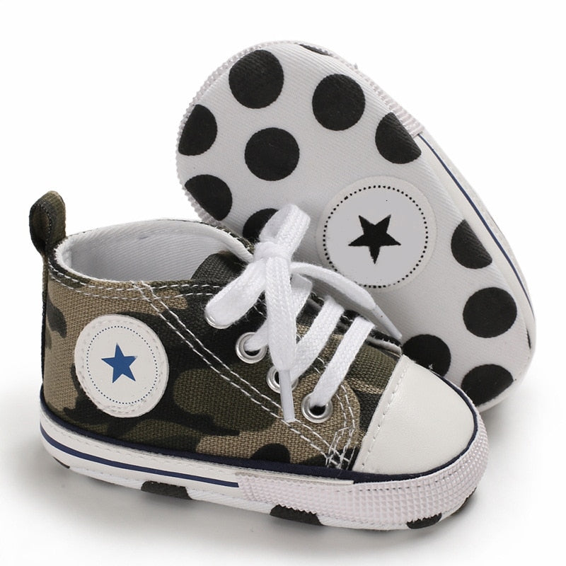 Newborn First Walkers Crib Shoe White Soft Anti-Slip Sole Unisex Toddler Casual Canvas Baby Infant Boy Girl Shoes - Baby Homez