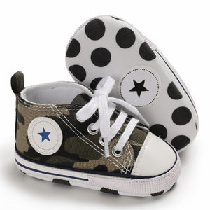 Newborn First Walkers Crib Shoe White Soft Anti-Slip Sole Unisex Toddler Casual Canvas Baby Infant Boy Girl Shoes - Baby Homez