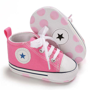 Newborn First Walkers Crib Shoe White Soft Anti-Slip Sole Unisex Toddler Casual Canvas Baby Infant Boy Girl Shoes - Baby Homez