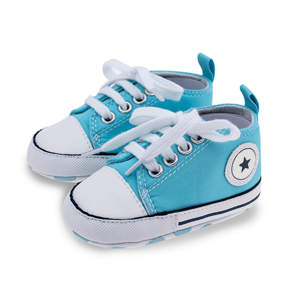 Newborn First Walkers Crib Shoe White Soft Anti-Slip Sole Unisex Toddler Casual Canvas Baby Infant Boy Girl Shoes - Baby Homez