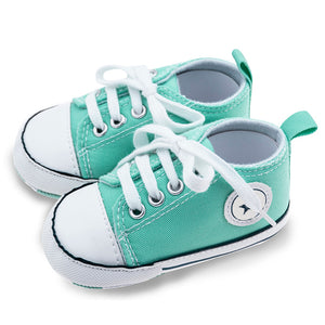 Newborn First Walkers Crib Shoe White Soft Anti-Slip Sole Unisex Toddler Casual Canvas Baby Infant Boy Girl Shoes - Baby Homez