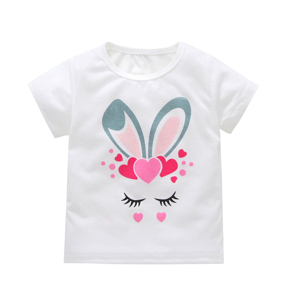 Cotton Baby Toddler Tops Kids Summer Short Sleeve T Shirt Girls Children's Clothing Princess Print Animal Cat Butterfly T-Shirt - Baby Homez