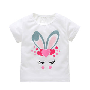 Cotton Baby Toddler Tops Kids Summer Short Sleeve T Shirt Girls Children's Clothing Princess Print Animal Cat Butterfly T-Shirt - Baby Homez