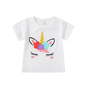 Cotton Baby Toddler Tops Kids Summer Short Sleeve T Shirt Girls Children's Clothing Princess Print Animal Cat Butterfly T-Shirt - Baby Homez