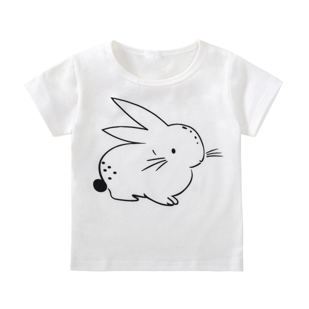 Cotton Baby Toddler Tops Kids Summer Short Sleeve T Shirt Girls Children's Clothing Princess Print Animal Cat Butterfly T-Shirt - Baby Homez