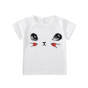 Cotton Baby Toddler Tops Kids Summer Short Sleeve T Shirt Girls Children's Clothing Princess Print Animal Cat Butterfly T-Shirt - Baby Homez