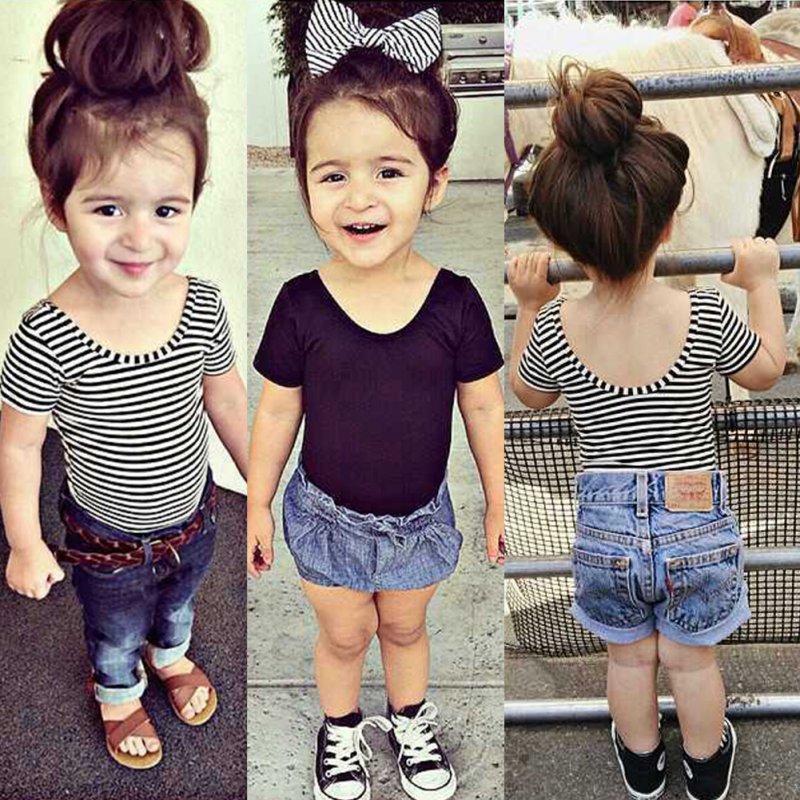 Baby Girls T Shirt Short Sleeve Kid Summer Shirt Crop Tops Striped Modal Shirts Tee Kids Clothing bebe menina - Baby Homez