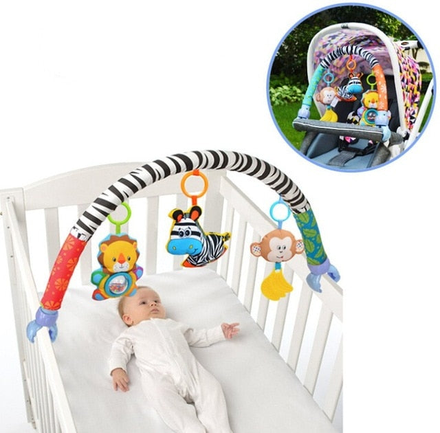 SOZZY Baby Hanging Toys Stroller Bed Crib For Tots Cots rattles seat plush Stroller Mobile Gifts animals Zebra Rattles 40% off - Baby Homez