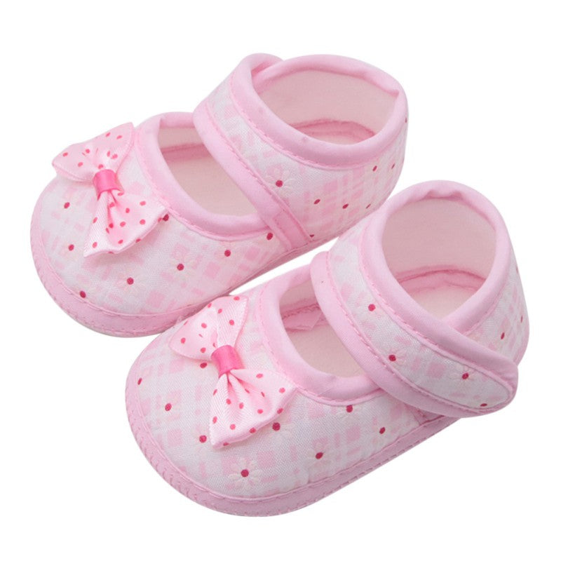 Cotton Baby Girls Shoes Infant First Walkers Toddler Girls Kid Bowknot Soft Anti-Slip Crib Shoes 0-18 Months - Baby Homez