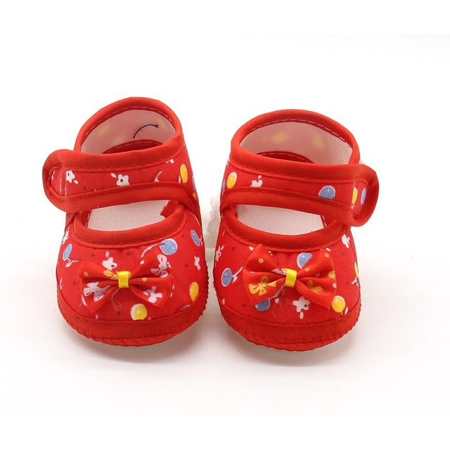 Cotton Baby Girls Shoes Infant First Walkers Toddler Girls Kid Bowknot Soft Anti-Slip Crib Shoes 0-18 Months - Baby Homez