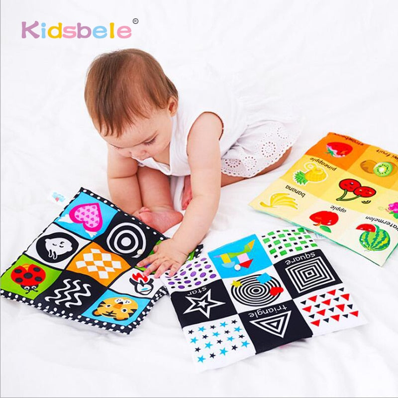 Baby Toys For Newborn Soft Cloth Book 0-12 Months Kids Learning Educational Black/White Cognition Rustle Sound Newspaper - Baby Homez