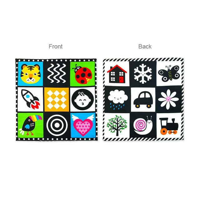 Baby Toys For Newborn Soft Cloth Book 0-12 Months Kids Learning Educational Black/White Cognition Rustle Sound Newspaper - Baby Homez