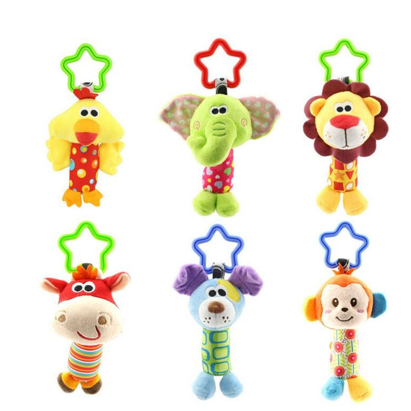 Baby Kids Rattle Toys Cartoon Animal Plush Hand Bell Baby Stroller Crib Hanging Rattles Infant Baby Toys Gifts 35% off - Baby Homez