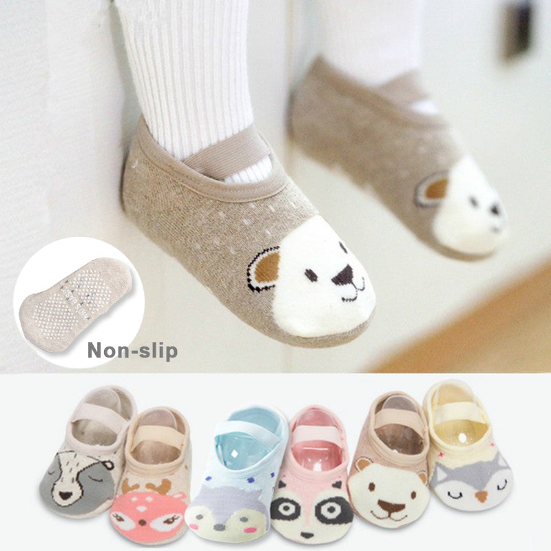 1 Pair Fashion Baby Girls Boys Cute Cartoon Non-slip Cotton Toddler Floor Socks Animal pattern First Walker Shoes for Newborns - Baby Homez