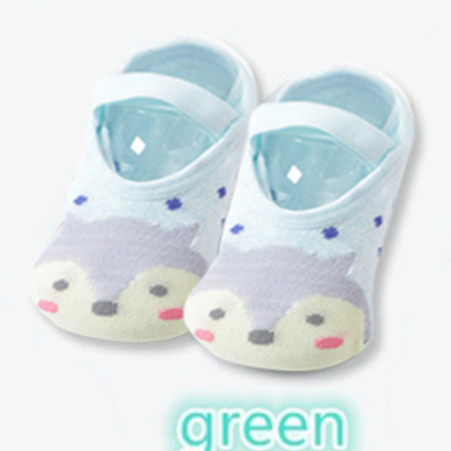 1 Pair Fashion Baby Girls Boys Cute Cartoon Non-slip Cotton Toddler Floor Socks Animal pattern First Walker Shoes for Newborns - Baby Homez