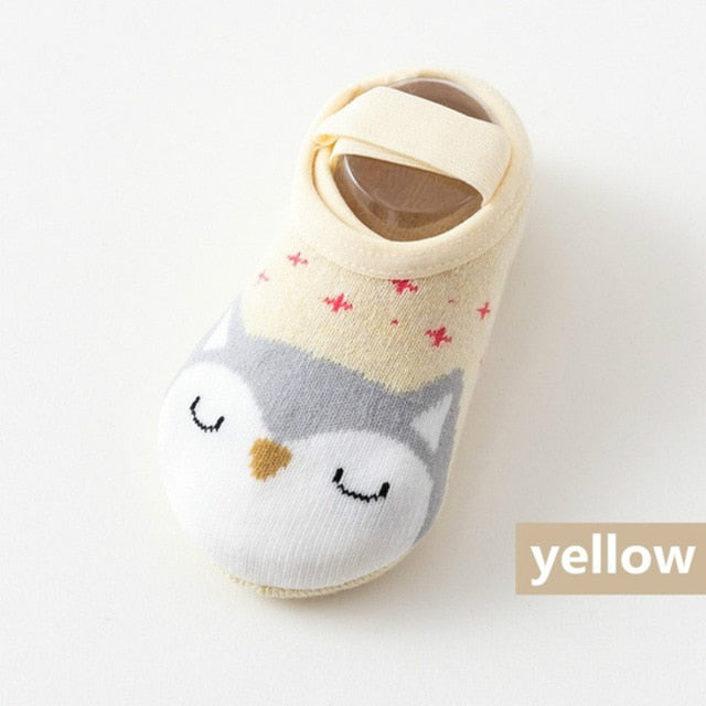 1 Pair Fashion Baby Girls Boys Cute Cartoon Non-slip Cotton Toddler Floor Socks Animal pattern First Walker Shoes for Newborns - Baby Homez